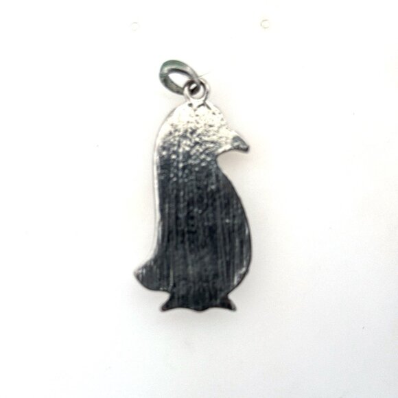 Estate Fashion Penguin Pendant Black Enamel & Rhinestones 1.71" 7.2g No Chain - Picture 2 of 5